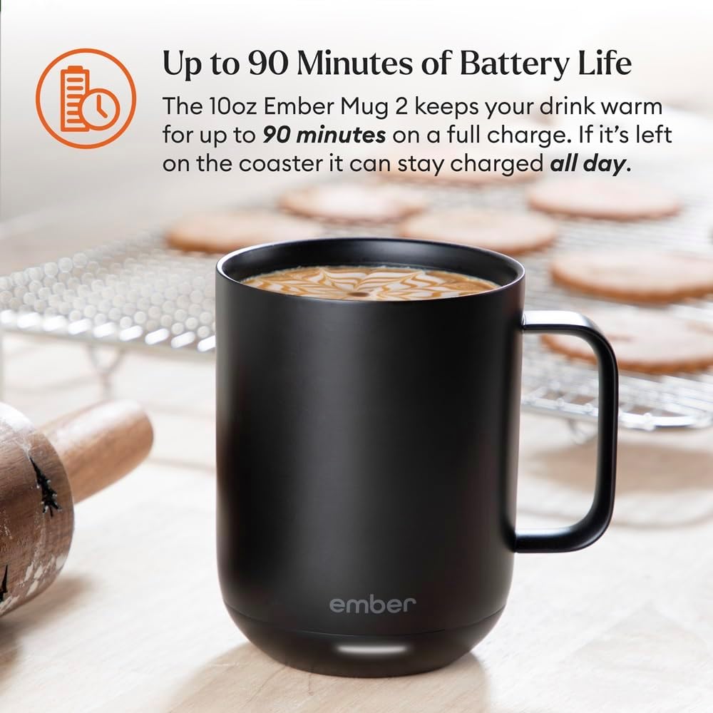 Ember Temperature Control Smart Mug 2, 14 Oz, App-Controlled Heated Coffee Mug with 80 Min Battery Life and Improved Design, Black