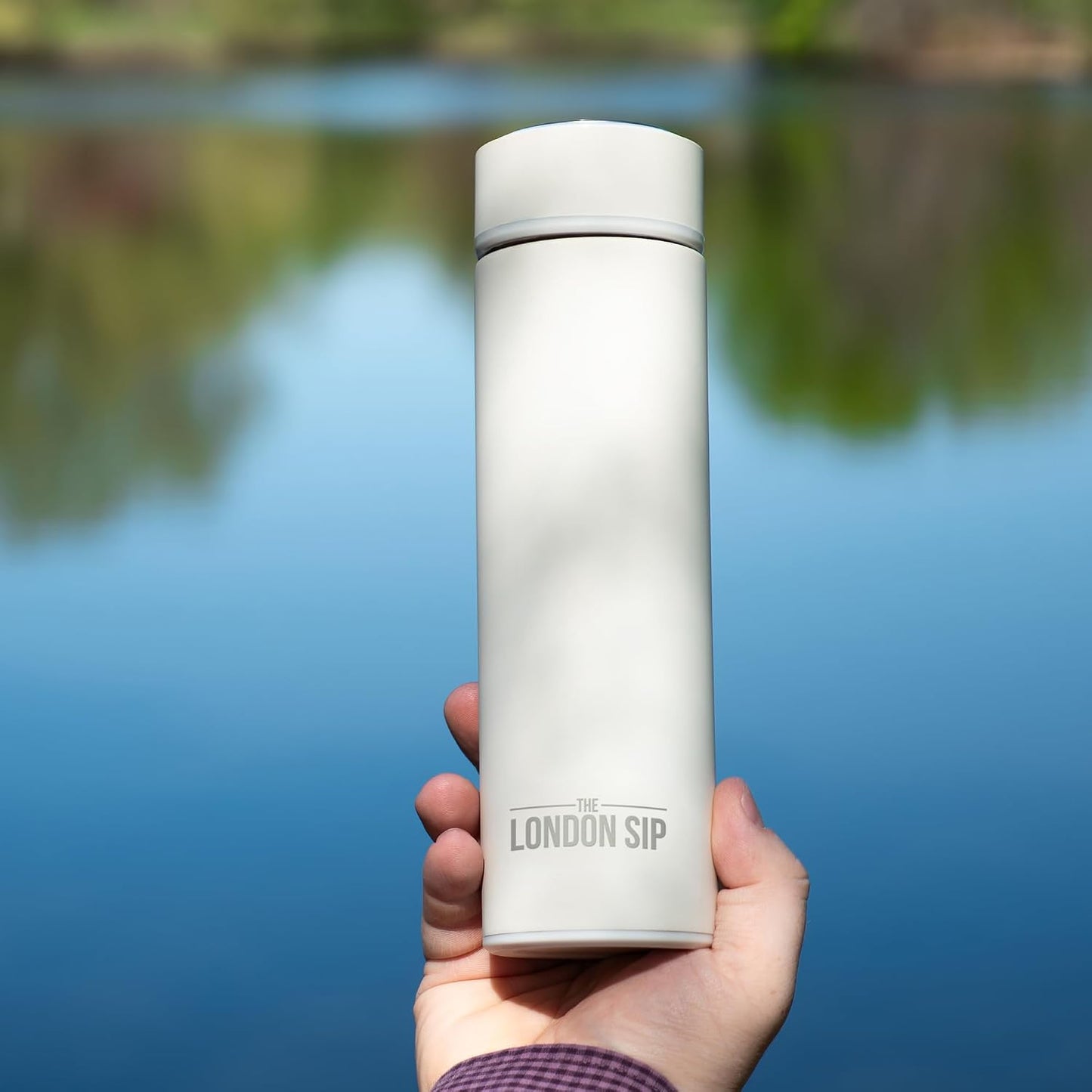 London Sip Multi-Purpose Tea Infuser Travel Mug and Tumbler Fruit Infuser Flask Hot and Cold Double Wall Stainless Steel Thermos with Extra-Long Infuser, Midnight Teal