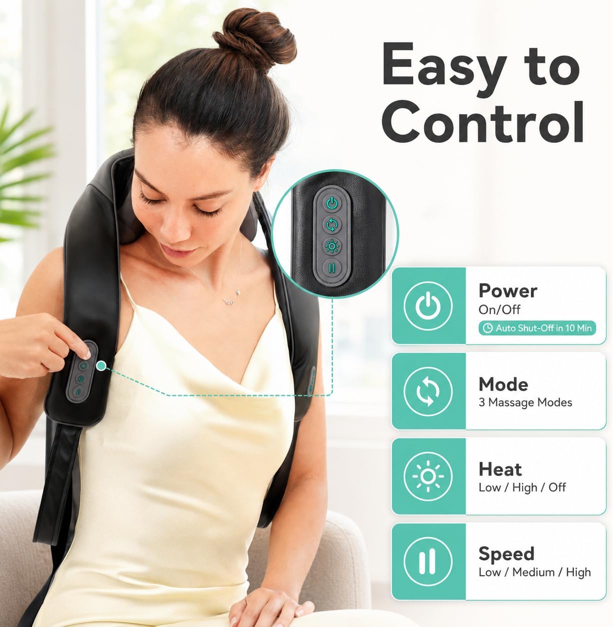 Snailax Cordless Neck Massager with Heat for Pain Relief Deep Tissue, 4D Kneading,Rechargeable Shiatsu Back Neck Massager for Neck, Shoulders Back，Gift for Father