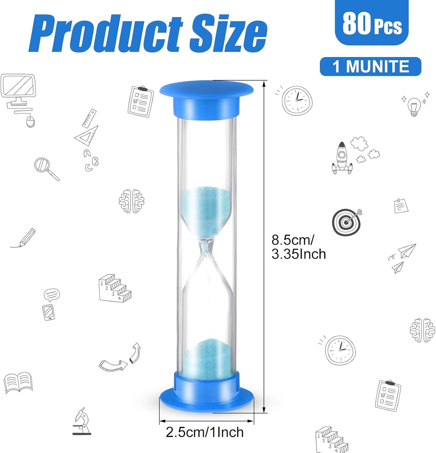 Queekay 48 Pcs 2 Minute Sand Timer for Kids, Mini Hourglass Bulk Sand Clock Timer for Adult Kids in Classroom Kitchen Games Office School(Colorful)
