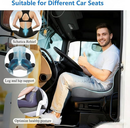 Ergonomic L-Shaped Memory Foam Seat Cushion with Lumbar Support, Designed to Help Relieve Tailbone, Coccyx & Lower Back Pain for Office,Truck, Car & Travel (Black)