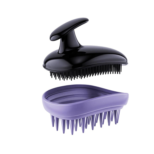 2-in-1 Scalp Massager Shampoo Brush,Scalp Scrubber, Exfoliator Brush for Removing Dandruff & Hair Growth,Detangling Scrubber for Wet or Dry Hair - for All Hair Types(Purple)