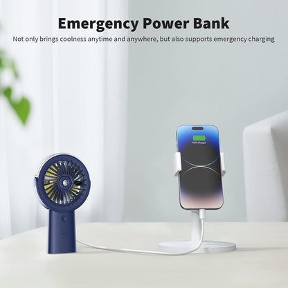Otlonpe Handheld Misting Fan Portable, Small Personal Hand Held Rechargeable Mist Fan Water Spray, 4000mAh Battery Operated Hand Mister Fans 3-Speed, 4-15 Hrs Runtime for Travel Home Office Outdoor