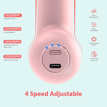 NEPQ Mini Massage Gun, Powerful Fascial Gun Portable Deep Tissue Percussion Muscle Back Head Massager for Pain Relief with 4 Massage Heads High-Intensity Vibration Rechargeable Small Massage Gun