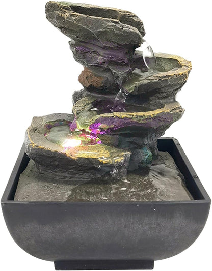 Indoor Tabletop Fountain with Light and Natural Waterfall Sounds