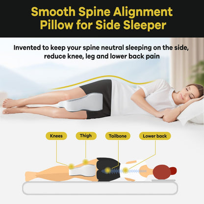 Long Knee Pillow for Side Sleepers Separates Full Thighs for Alignment | Memory Foam Leg Pillow for Knees,Hips, Back Pain Relief When Side Sleeping Spine Alignment Support for Knee Surgery Recovery