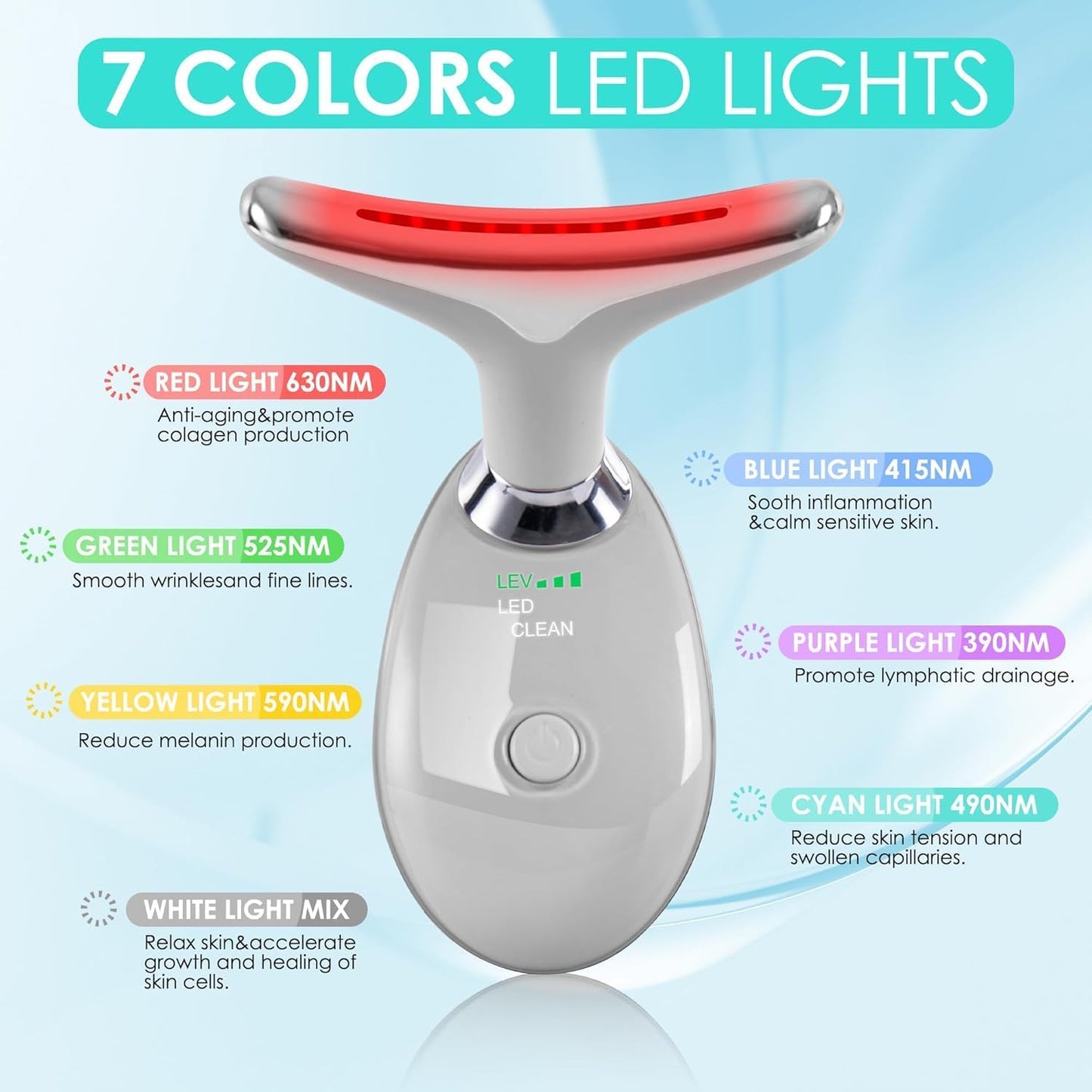 Facial Massager Face and Neck, Face 𝖲 culpting Wand Tool with 7 Color - Birthday, Christmas, Mothers Day, Valentines Day Gifts for Her Women Mom Best Friend Wife Teacher (White)