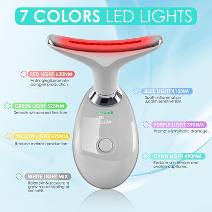 Facial Massager Face and Neck, Face 𝖲 culpting Wand Tool with 7 Color - Birthday, Christmas, Mothers Day, Valentines Day Gifts for Her Women Mom Best Friend Wife Teacher (White)
