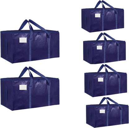 Moving Bags Extra Large - Heavy Duty Storage Totes with Wrap-Around Handles & Reinforced Zippers - Foldable Moving Box Alternative, Water-Resistant for Dorm, Closet & Under Bed Storage (Clear)