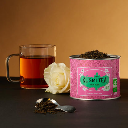 Kusmi Tea - Green Rose - Organic Green Tea With Natural Rose Flavores - 100% Organic Blend of Green Tea - Loose Leaf Tea - Tin Box of 3.5 oz - Quantity for about 50 cups