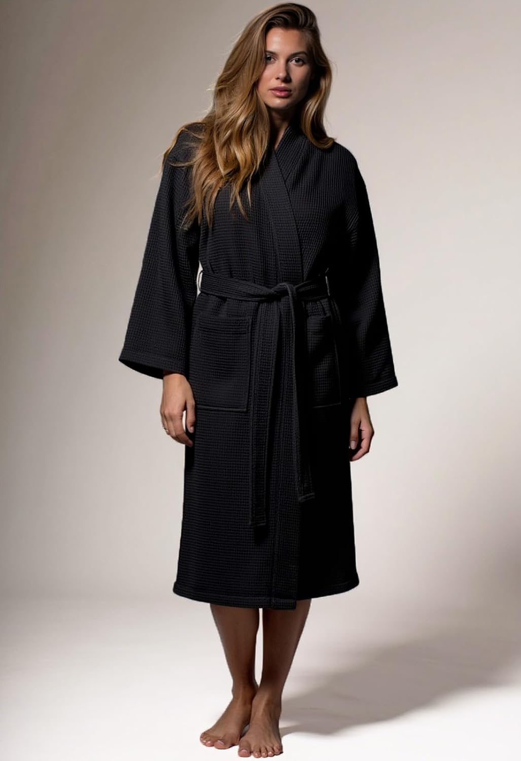 Turquaz Womens Lightweight Waffle Kimono Bathrobe for Men - Soft Quick-Dry Spa & Summer Towel Robe, Cotton Blend