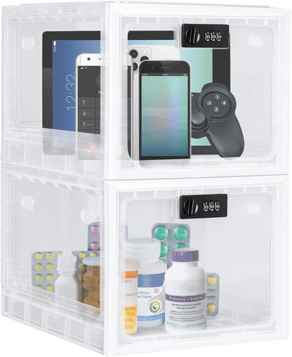 Lalifebuss Medicine Lock Box, Medication Lockable Container for Refrigerator Food Safe Locking Box Tablet Phone Locked Box for Kitchen Home School and Office Safety