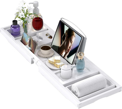 Expandable Bamboo Bathtub Caddy Tray for Luxury Bath