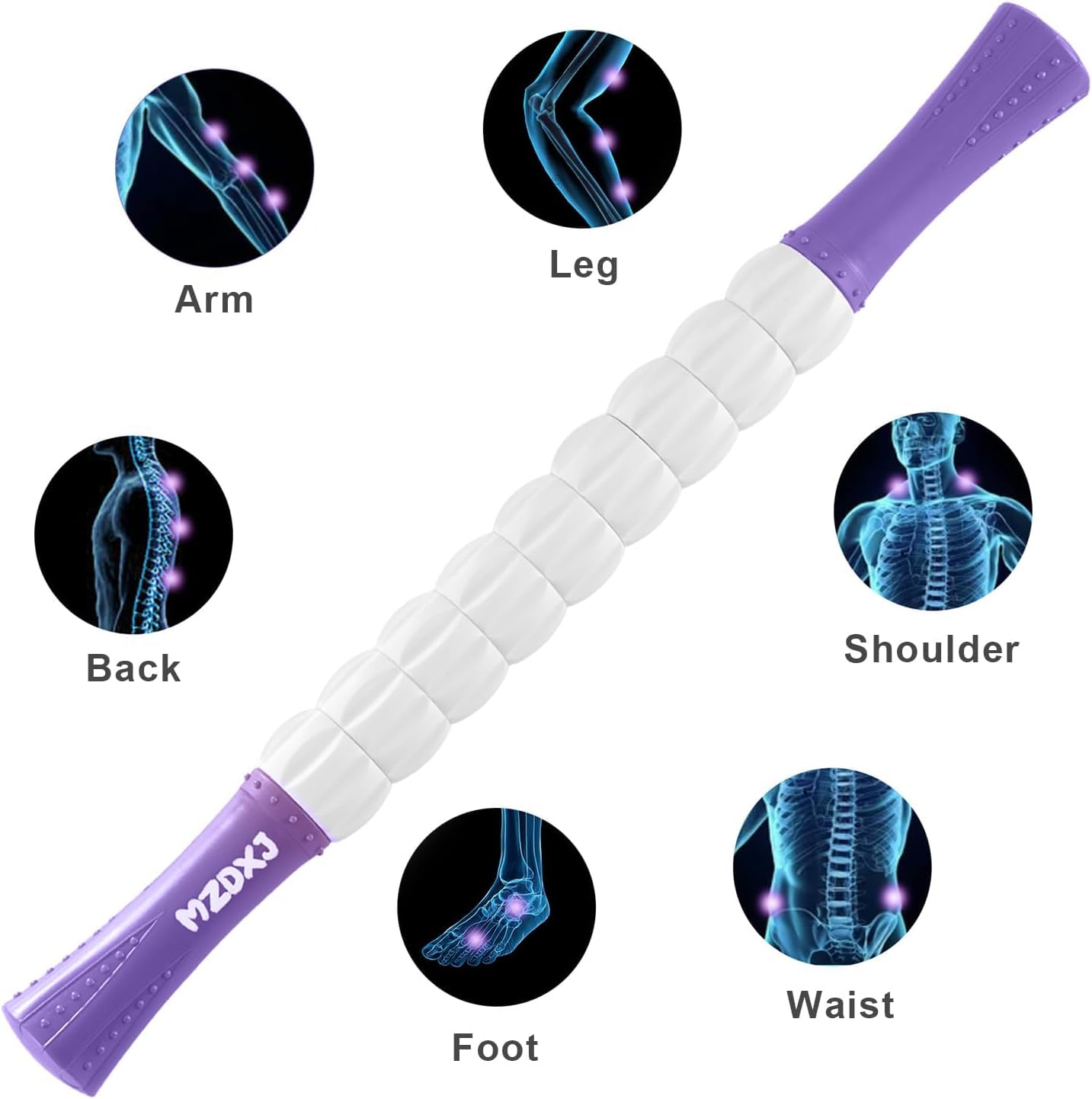 Muscle Roller Massage Roller Stick- Deep Tissue Fascia Blaster for Myofascial Pain Relief, Lymphatic Drainage & Body Sculpting, Handheld Physical Therapy & Recovery Tool (Pink black-18 inch)