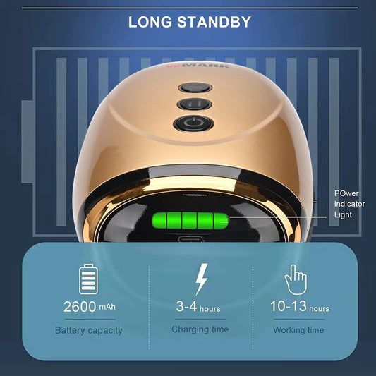 WMARK Barber Massager/Cordless Handheld Massager, Charge Neck/Legs/Hand/Face Massager, 2 Massage Nodes 2600AMH，Golden