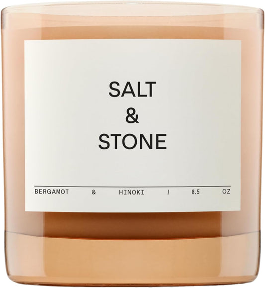 Salt & Stone Scented Candle for Women & Men | Coconut & Soy Blend Wax | Hand-Poured, Aromatic & Fragrant | 100% Cotton Wick | Long-Lasting 50 Hour Burn Time | Santal & Vetiver 8.5 oz