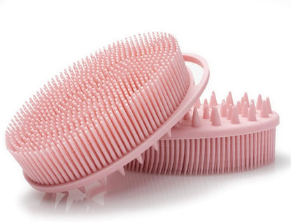 Pink Exfoliating Body Scrubber and Shower Brush - Soft Silicone Loofah for Kids and Adults - All Skin Types