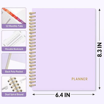 SUNEE Academic Planner 2026-2027 – Weekly & Monthly Planner, July 2026 to June 2027, 6.4"x8.3", Thick Paper, Tabs, Pockets, Bookmark, Spiral-Bound, Student Teacher Organizer, Black