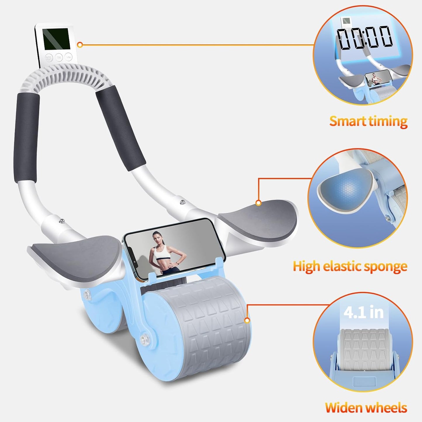 2026 Upgraded Ab Roller Wheel with Knee Mat &Timer | Full-Body Core Strength Training;Elbow Support Ab Wheel for Beginners Men Women;Portable Home Gym Fitness