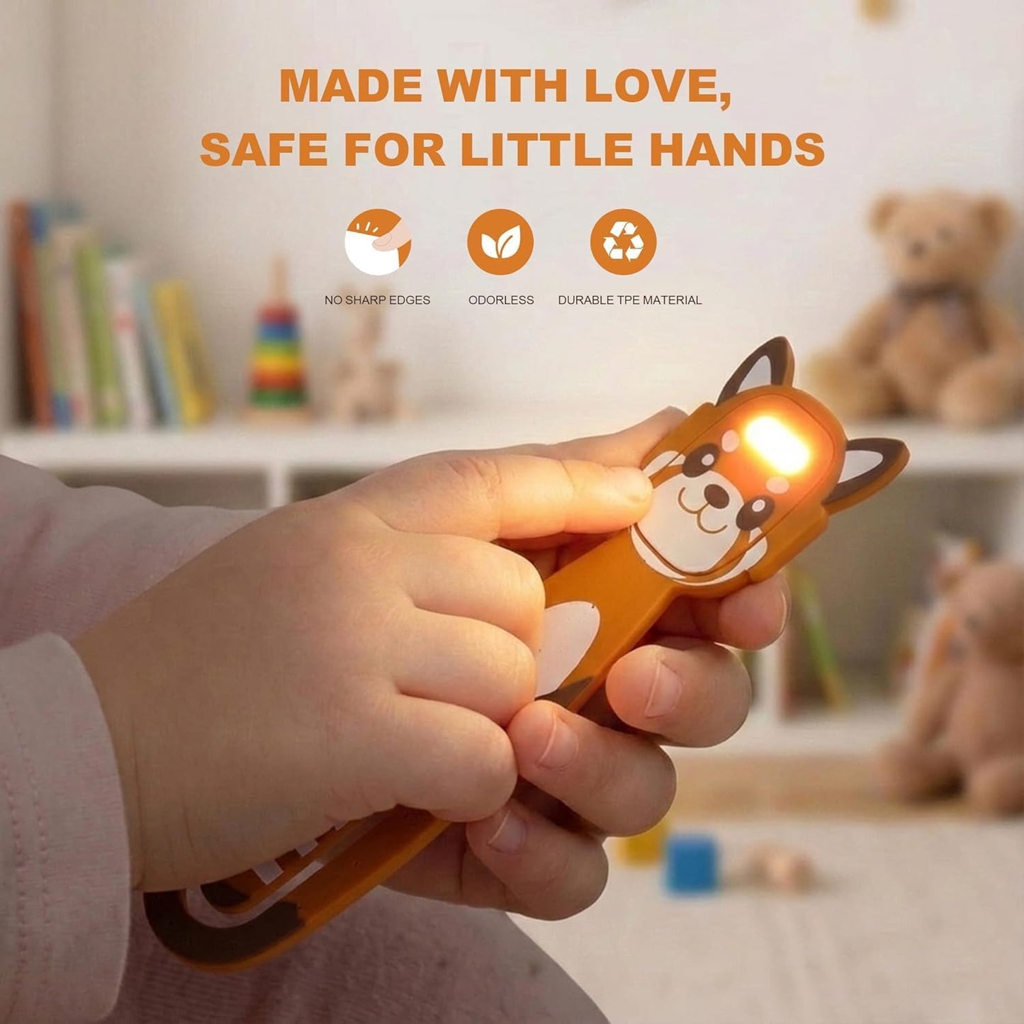 Rechargeable Kids Book Light, Cute Bookmark Reading Light for Kids, Dimmable Portable LED Book Light for Reading in Bed, Eye-Caring Bedtime Reading Lamp for Children & Travel, Black