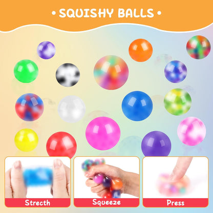 VISCOO 24 Pack Stress Balls for Adults, Squeeze Balls for Anxiety Relief, Soft Palm-Sized Pressure Balls, Durable Relaxation Set