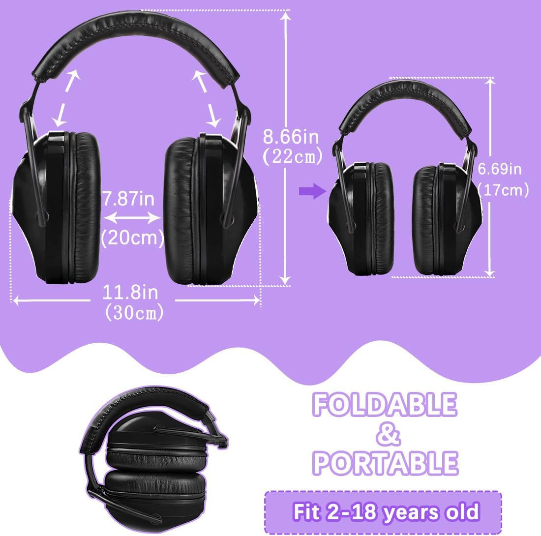 ZOHAN EM030 Kids Ear Protection, Noise Cancelling Headphones Ear Muffs for Autism Sensory, Safety Noise Reduction Hearing Protection for Monster Truck/Concerts/Fireworks/Air Shows