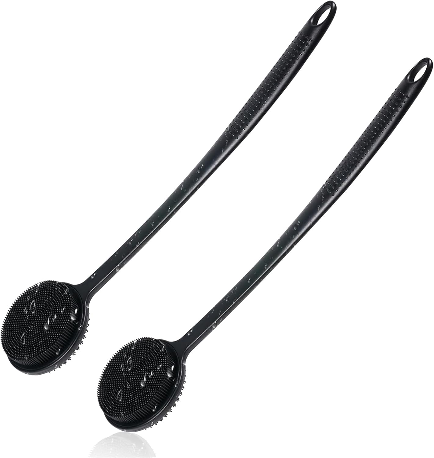Silicone Back Scrubber for Shower, 17in Lengthen Long Handle Body Brush, Double Sided Shower Brush for Shower Exfoliating and Massage Can Produce Rich Foam, Long Handle Back Scrubber for Men
