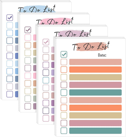 4 Pack to Do List Notepad, 4x6 Daily to Do List Sticky Notes