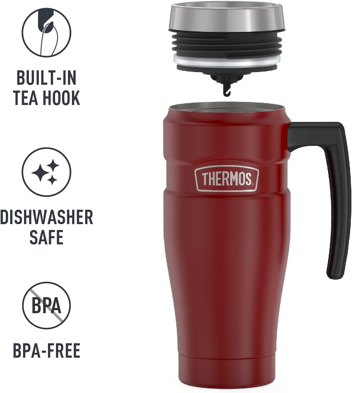 THERMOS Stainless King Vacuum-Insulated Travel Tumbler, 16 Ounce, Matte Steel