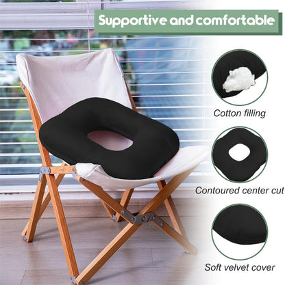 Stuffed Donut Pillow Seat Cushion | for Tailbone and Coccyx Pain, Hemorrhoids, Bed Sores, Pregnancy, Prostate, Surgery Recovery, Sitting Pressure Relief, for Home, Office and Car (Grey)
