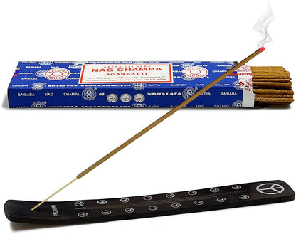 TRUMIRI Incense Stick Holder Bundle with Satya Sai Baba Nagchampa 250g Bulk Incense Sticks Nag Champa Agarbatti - Pack of 1 (Approx 250 Insence-Sticks)