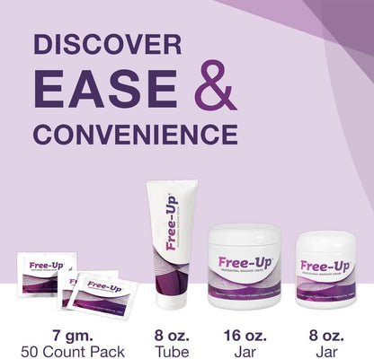 Free-Up-Professional Massage Cream, Fragrance-Free, Great Glide, Lubricity, Tissue Perception, Perfect for Physical Therapy, Massage Versatile, Non-Greasy, 8 Oz Jar