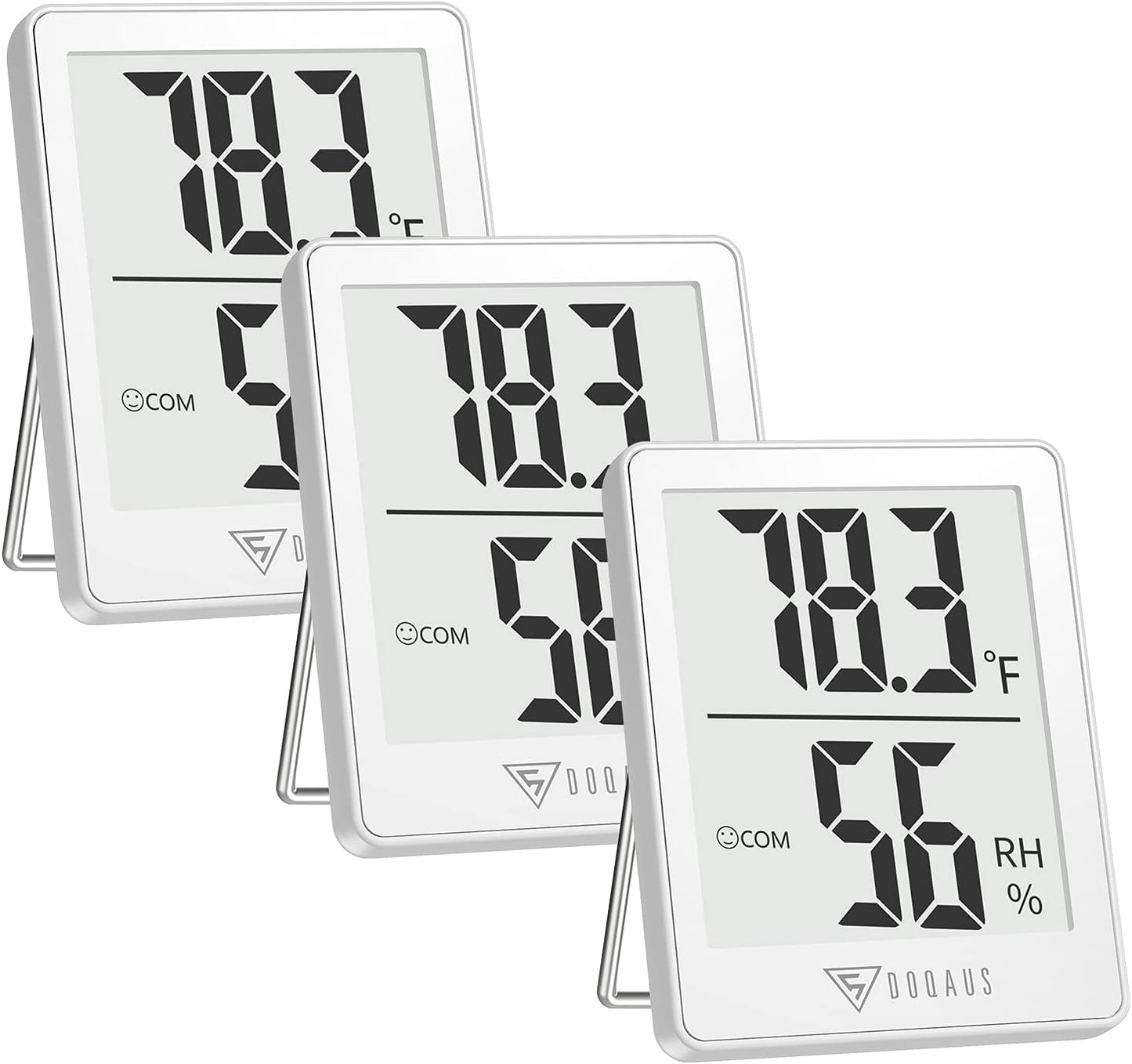 DOQAUS Digital Hygrometer Indoor Thermometer 3 Pack, Room Thermometer with 5s Fast Refresh, Accurate Humidity Meter Temperature Sensor for Home, Bedroom, Baby Room, Office, Greenhouse, Cellar (Black)