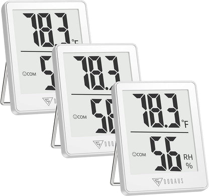DOQAUS Digital Hygrometer Indoor Thermometer 3 Pack, Room Thermometer with 5s Fast Refresh, Accurate Humidity Meter Temperature Sensor for Home, Bedroom, Baby Room, Office, Greenhouse, Cellar (Black)