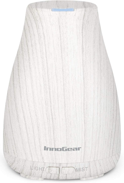 InnoGear Essential Oil Diffuser, Ultrasonic Diffusers for Home Aromatherapy Humidifier for Bedroom Room 7 Colors LED 2 Mist Mode Auto Off, Basic White