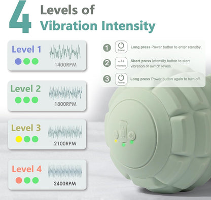 Silicone Vibrating Peanut Massage Ball Roller, Water Resistant Electric Double Lacrosse Massage Ball with 4 Intensities for Muscle Tightness, Deep Tissue Massager for Foot, Back, Hip (Green)