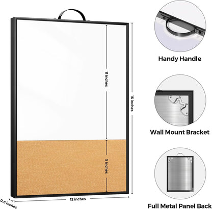 Weekly Planner Whiteboard 16"x12" with Handle | Magnetic Dry Erase Weekly Calendar with Aluminum Frame, Portable Hanging Board for Wall, Door, Desktop, 2 Markers & Magnets