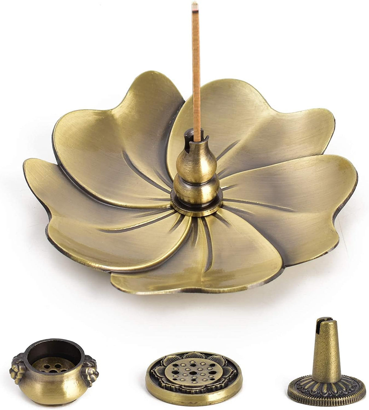 Incense Burner, Copper Incense Holder Cone Holder Gourd Incense Burner for Joss Stick, Tower Incense, Incense Coil (3 Styles)