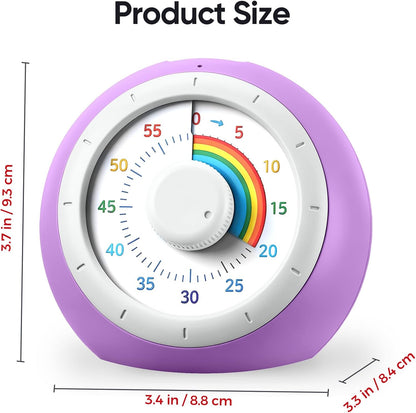 Visual Timer for Kids, 60-Minute Silent Countdown for Classroom, Home, Office, Kitchen, Rainbow Pattern Desk Timer, Time Management Tools with Silent Operation, Pomodoro Timer (Green)