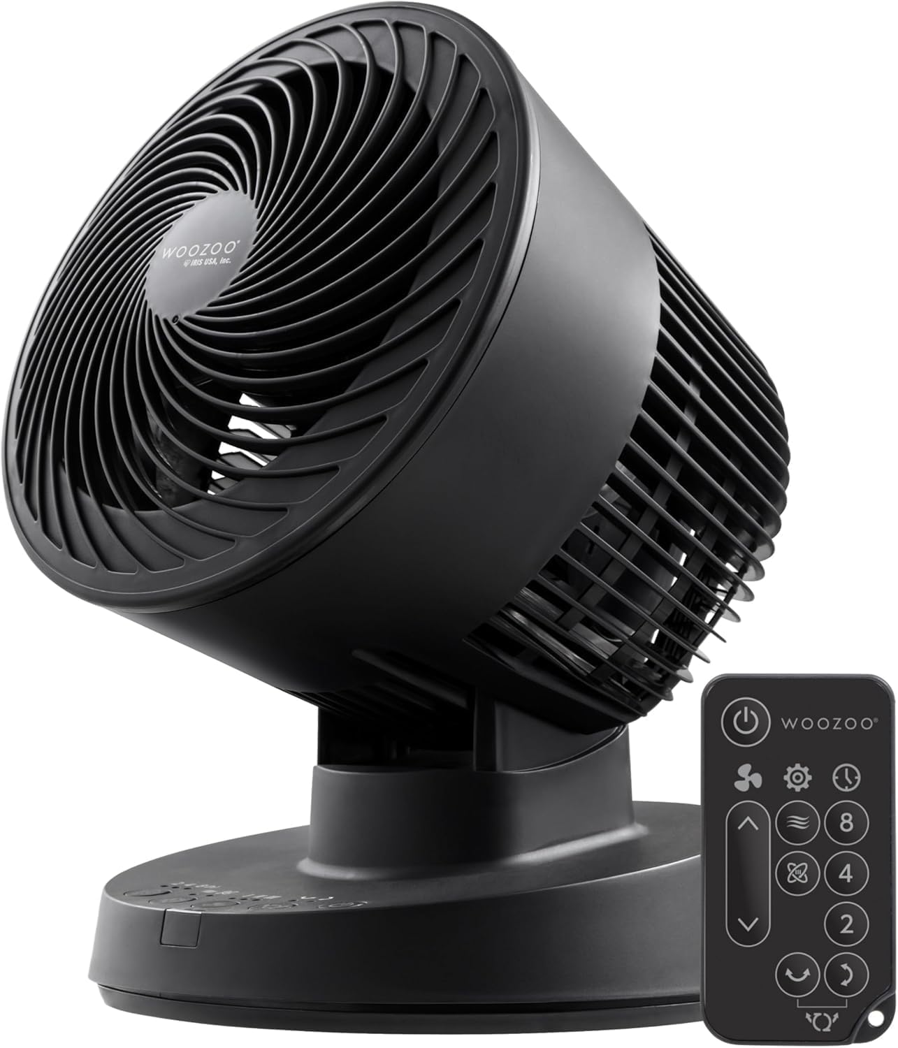 IRIS USA WOOZOO Air Circulator Fan with Remote, Oscillating, 5 Speeds, 82ft Max Air Distance, 90° Adjustable Tilt, 30db Quiet Motor, Small Fan for Bedroom, Office, Dorm, White