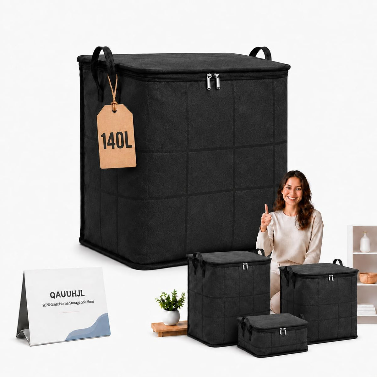 XXL Foldable Storage Bag with Reinforced Handles Portable Moving, L