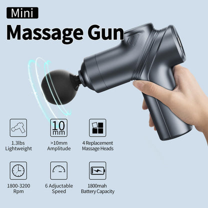 LEERCON Massage Gun Deep Tissue, Silent Motor and Portable Massage Gun with 4 Interchangeable Heads for Deep Muscle Relief and Relaxation, Relax Gift