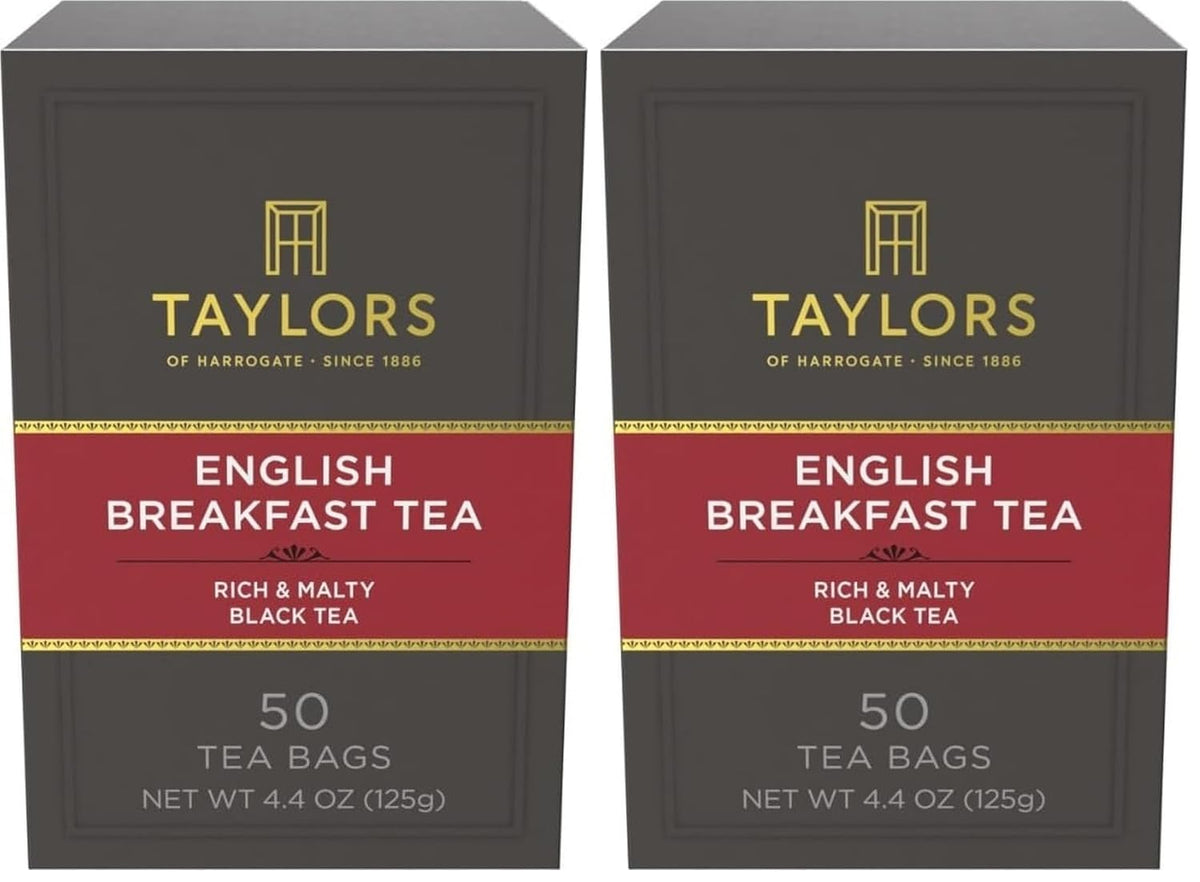 Taylors of Harrogate English Breakfast, Black Tea, Pillow Tea Bags, Rich, Bright & Malty, Caffeinated, Enjoy Hot or Iced, 50 Teabags, 50 Count (Pack of 2)