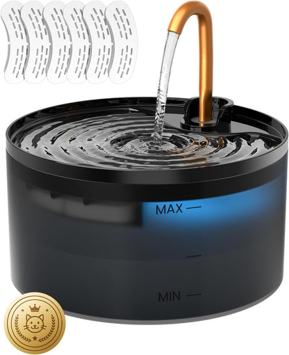 MISFANS Cat Water Fountain with 3-Pack Replaceable Filters,Copper Faucet