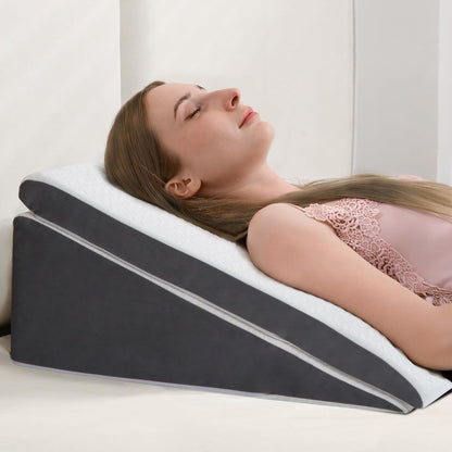 Vekkia Wedge Pillow for Sleep Apnea&Back Pain,Memory Foam Pillow Wedge,2PCS