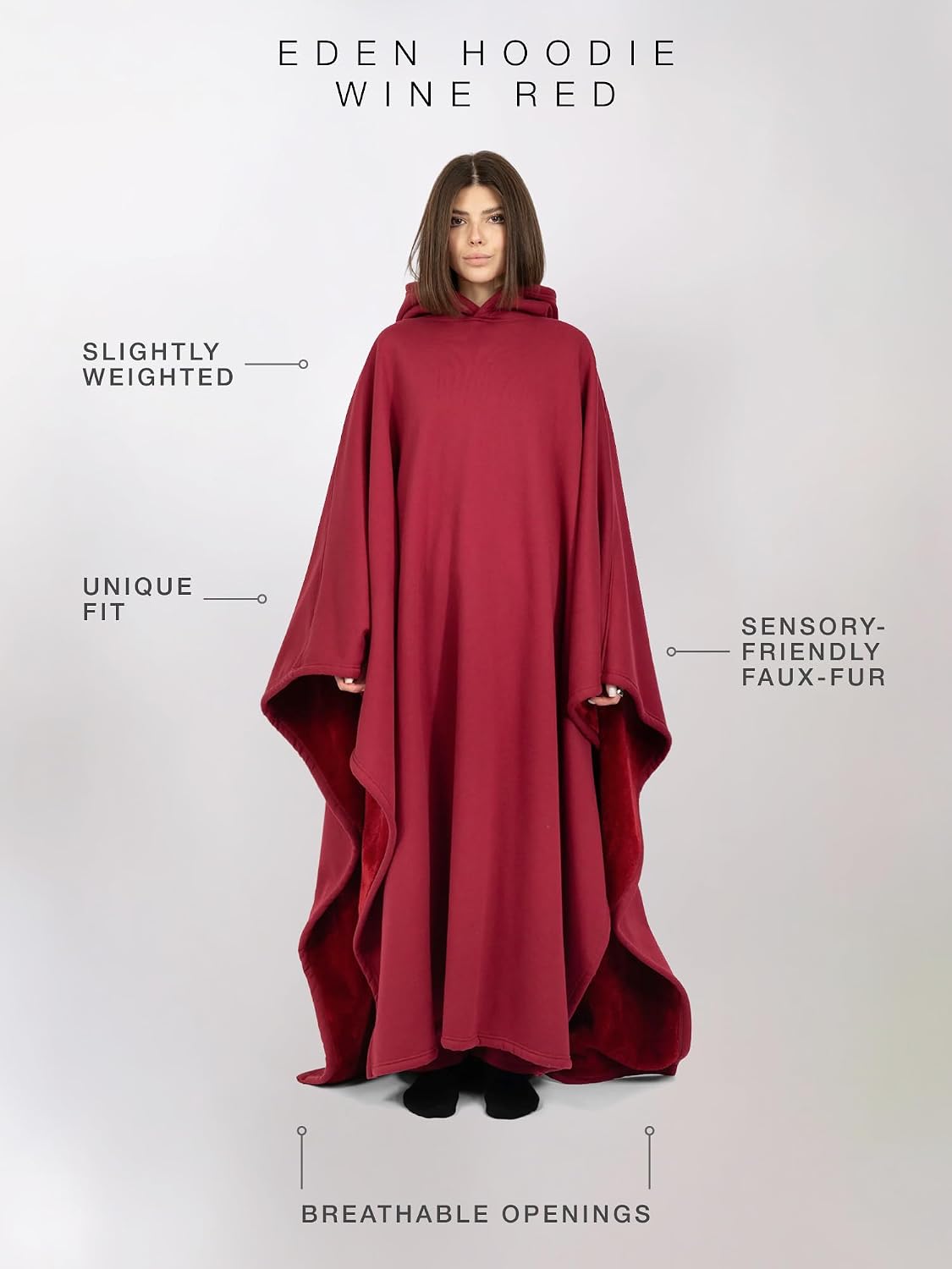 FREE THE SHEEP Eden Hoodie – Oversized Weighted Hoodie Cloak with Ultra-Soft Faux Fur Liner