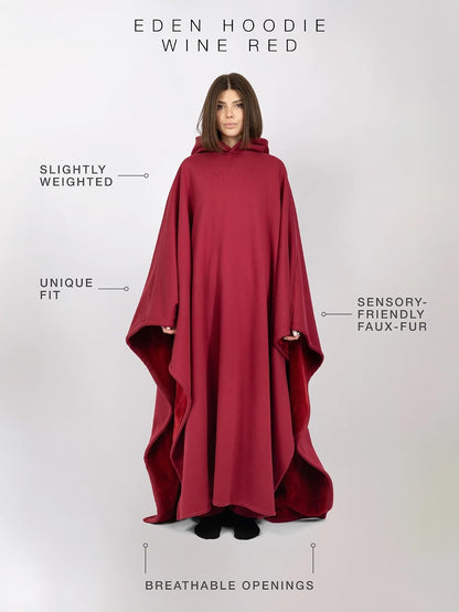 FREE THE SHEEP Eden Hoodie – Oversized Weighted Hoodie Cloak with Ultra-Soft Faux Fur Liner