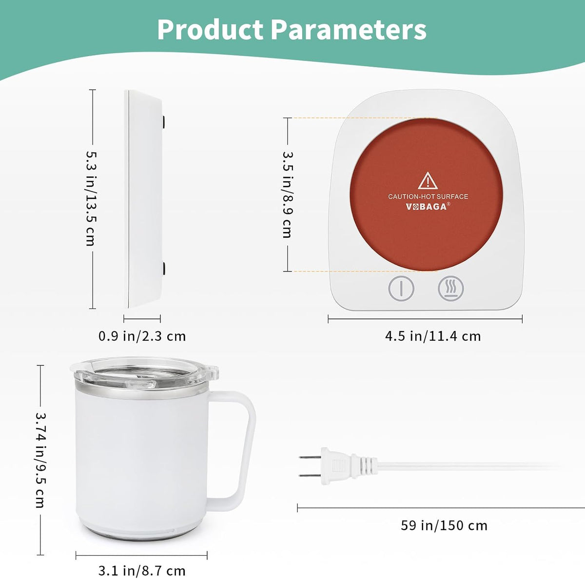 VOBAGA Mug Warmer& Coffee Mug Warmer for Office Desk