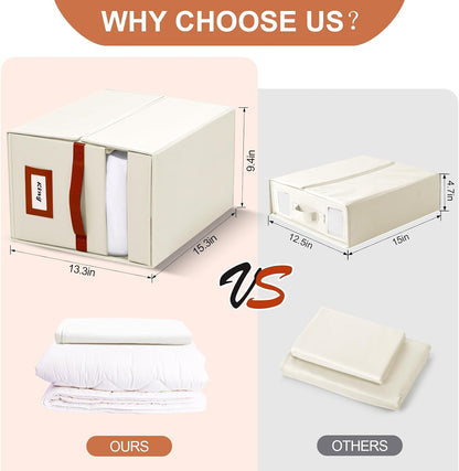 Extra Large Bed Sheet Organizer, Foldable Sheet Organizers and Storage with Oxford Fabric, Clear PVC Window & Leather Handle – Storage for Bedding, Blankets, Duvet Cover Set, Quilt