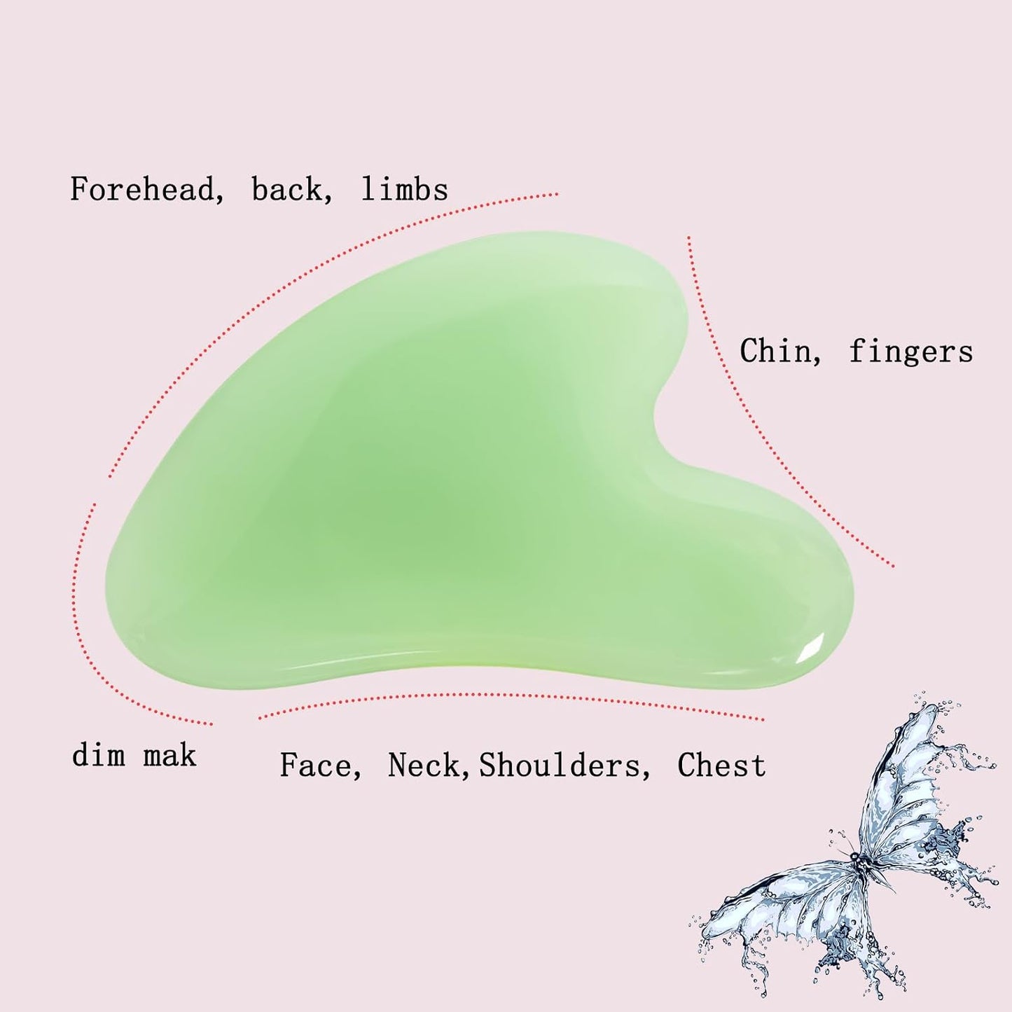 Gua Sha Jade Stone Gua Sha Massage Tool, Guasha Tool for Face and Body Skin Massage. Tools for SPA Acupuncture, Pink Stone for Body Face Neck and Eye, Skin Care Gift for Woman (Pink)
